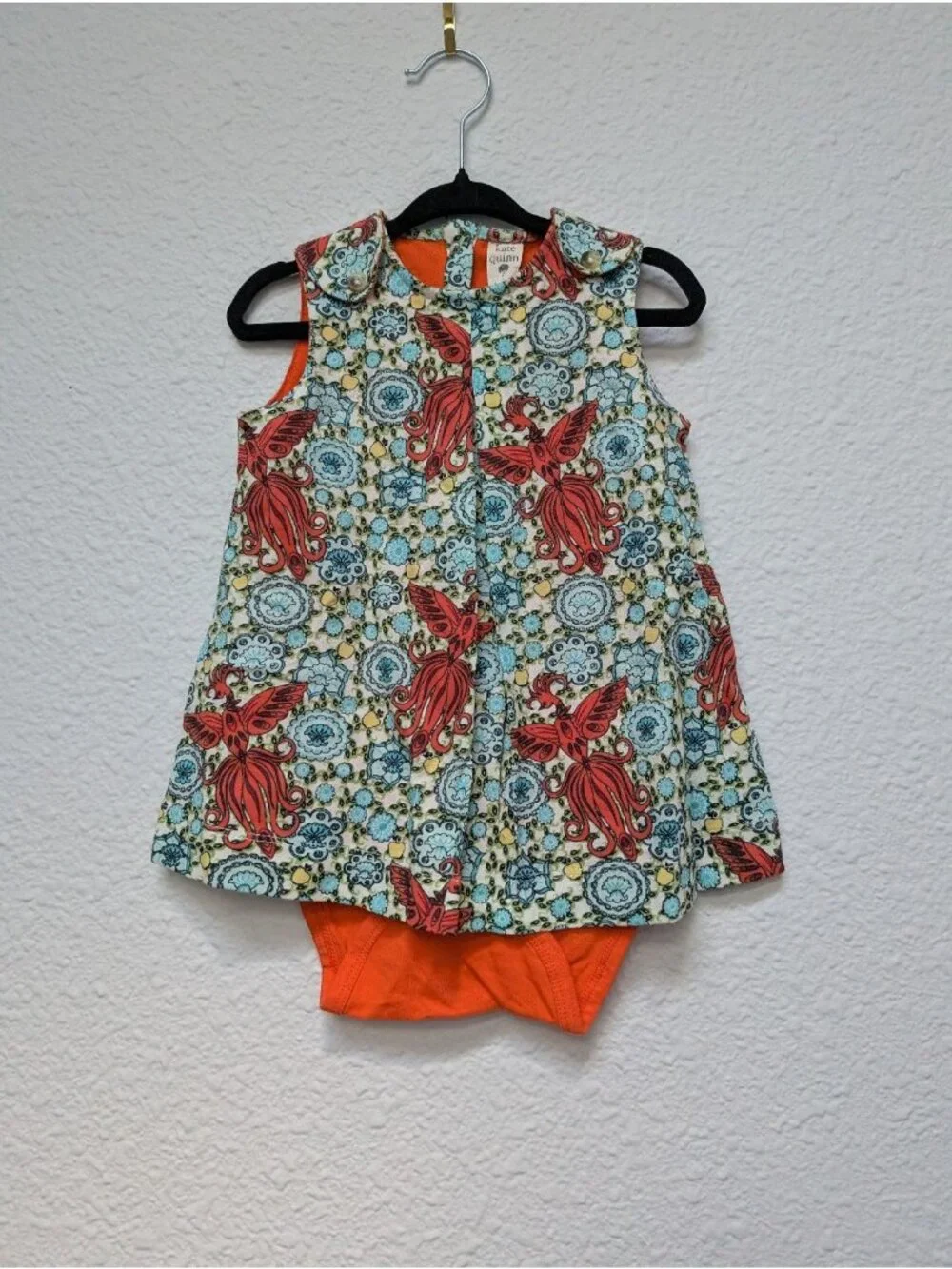 Kate Quinn Organic Cotton Button Tab Bodysuit Kickpleat Firebird 18-24